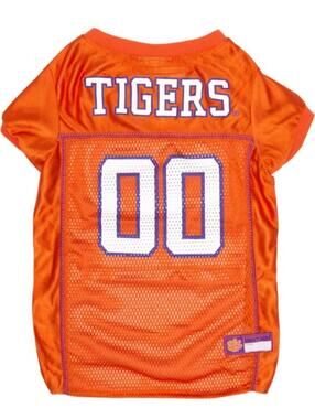 Clemson Tigers Orange Dog Football Jersey #00 Large Pets Sports Mesh Shirt